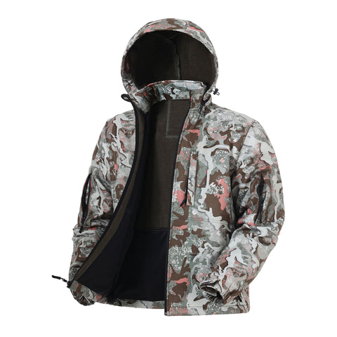 Himantic Quiet Soft Shell Hunting Jacket for Men, Polar Fleece Lined Windproof Water Resistant Camo Jacket with Removable Hood