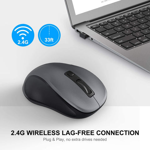 Digitalboy 2.4G Wireless Mouse for Laptop, Ergonomic Computer Mouse with USB Receiver and 3 Adjustable Levels, 6 Button Cordless Mouse Wireless Mice for Windows Mac PC Notebook